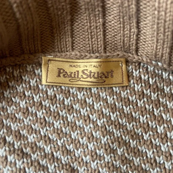Paul Stuart Made in Italy Full-Zip Textured Cotton Sweater – Size S